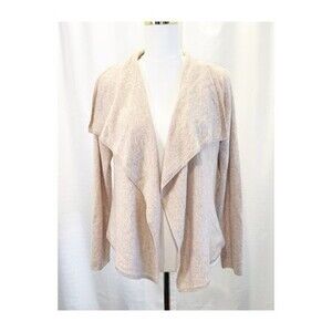 Cynthia Rowley 100% Cashmere Waterfall Cardigan Sweater Beige Tan Medium M Soft
